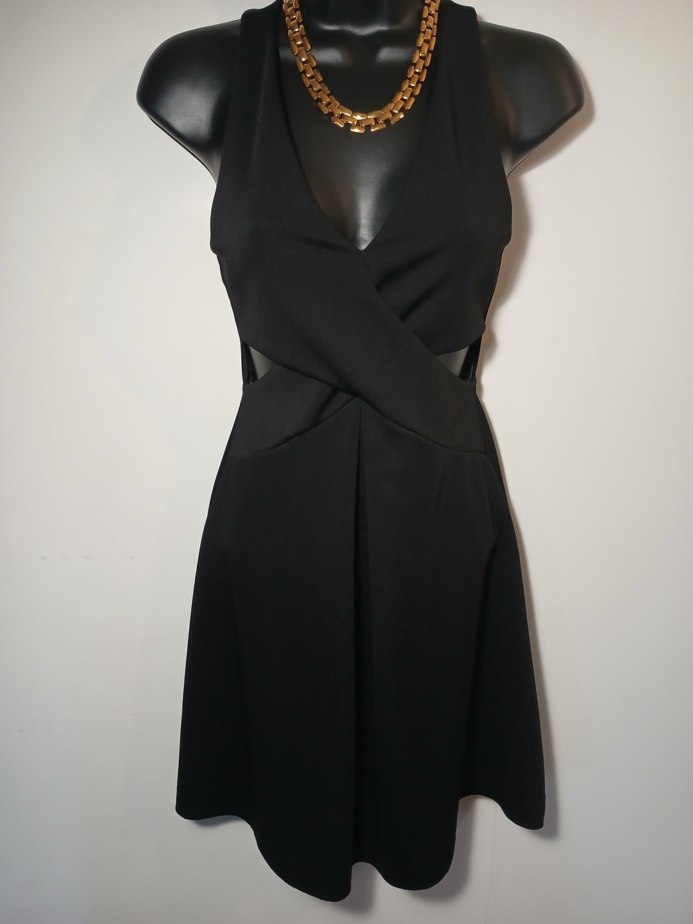 Express Black Sleeveless V-Neck Cutout Mini Dress